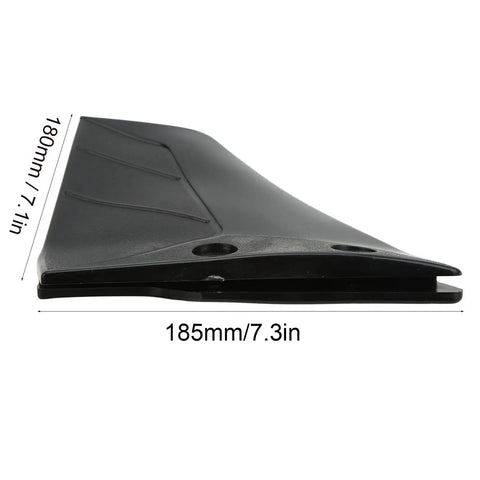 Side view of ABS plastic hydrofoil stabilizer for small outboard boats 4 to 50 HP showing dimensions, reduces bow rise.