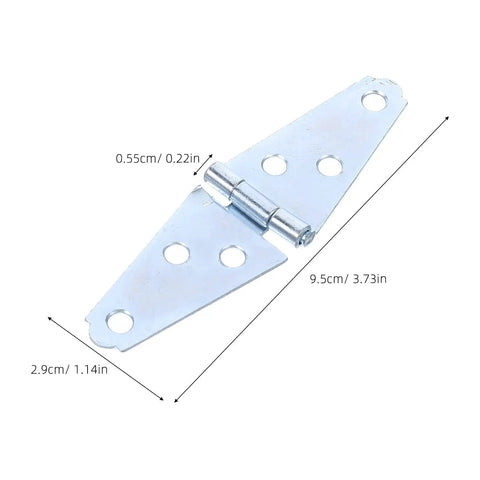 Heavy Duty 6 Pack T Hinges With Mounting Screws For Barn Doors And Gates showing a steel hinge with predrilled holes, 9.5cm long.