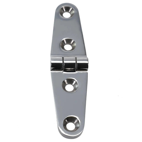 Marine Grade Stainless Boat Hinge Strap Butt Hinge 316 A4 for hatch doors with mirror finish, 4 mounting holes visible