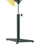 Top Shelf Adjustable Dust Collection Nozzle With Heavy Duty Stand And Slick 360 Degree Rotation And 180 Degree Tilt With 4 Inch Hose Hookup, black and yellow design, mounted on adjustable stand.