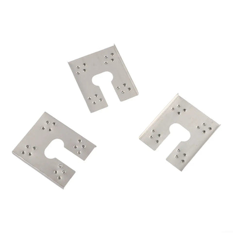 Three 304 stainless steel grounding clips with holes for PV panel installation, part of 100 Pack Solar Grounding Clips 304 Stainless Steel Conductive Washer Kit Pierces Anodized Oxide Layer Heavy Duty Ground Mount Carport Greenhouse PV Panel Installation Hardware Rock Solid.