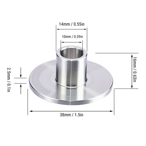 Premium Router Template Guide Bushings Set Forged In Damn Tough Stainless Steel showing precision dimensions of 38mm and versatile use.
