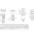 Premium M10 Push Fit Ball Nose Spring Plunger With A Built Tough Stainless Steel Housing And Slick Matte Black Finger Knobs For Smooth Indexing And Heavy Duty Workholding dimensional illustration with measurements and specifications.