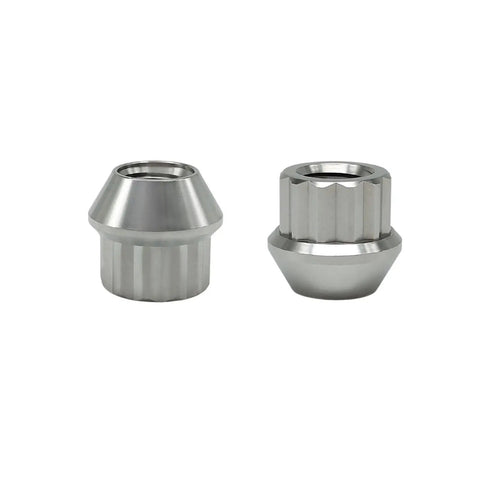 Two Ultra Lightweight Titanium Lug Nuts 12 Point Stud Lock For M12 And M14 Wheels Open End 20 Pack Aerospace Grade GR5 6AL4V shown in detail