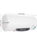 Rock Solid 15.9 Gallon Electric Water Heater With 1500 Watt Fast Heating Element, 81cm long, white cylindrical design, under sink installation.