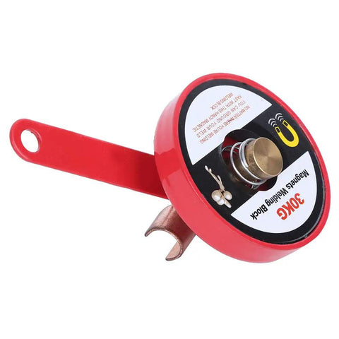 Heavy Duty Magnet Welding Block That Grips Tight As Glue For Stable Positioning Clamps, red alloy steel with strong suction capability.