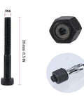 M4 Jack Nut With Installation Tool Kit components and measurements, threaded insert nuts for plastic, polywood, and hardboard.