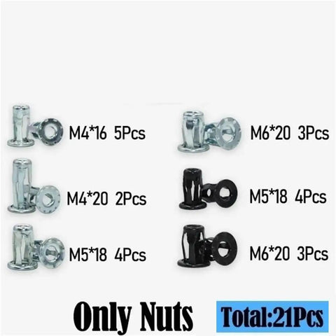 21 Piece Abrasion Resistant Petal Shape Rivet Nuts Set for Metal Surfaces Maintains Strong Clamping Under Static and Fluctuating Loads Durable Fasteners for Automotive Machinery and DIY Repairs, M4 M5 M6 assorted sizes