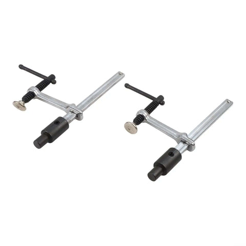 Two Pack Beefy Metal Hold Down Clamps For Woodworking 16mm Dog Hole Bench Clips with ergonomic handle and quick-release