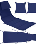 Set Of 4 Outdoor Hanging Lounge Chair Cushions Replacement Kit With Cushion Pad Umbrella Fabric And Shade Cloth For Curved Chaise Hammock Porch Swing Waterproof And Humidity Resistant Dark Blue, showing cushions and shade cloth layout.