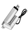 Side view of Aflle Racing 2in stroke 12V electric linear actuator, IP55 waterproof, silver aluminum, 225lb load