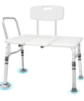 Heavy Duty Bathtub Transfer Bench With Back And Arm Rests, Height Adjustable, Non Slip Feet, No Tools Required Assembly