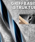 Front view of two 12-inch metal auger drill bits with blue finish and GRIFFBASIS STRUKTUR branding.