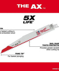 Heavy Duty Reciprocating Saw Blade Set, 12 Piece, Thick.042 and.062 Inch Blades, 1 Inch Height, labeled 5X life and fang tip