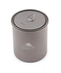Ultralight Titanium 750ml Camp Pot With Lid For Solo Hikes, Bikepacking, And Minimalist Backpacking top view with closed lid.