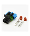 One Set 2 Pin Dark Grey Weather Pack Waterproof Connector Plug With Male Female Terminals For Auto Sensor Fan And Electronic Kit Replacement, High Temp Plastic With Pure Copper Contacts To Block Dust And Splash Water, 2 pin kit