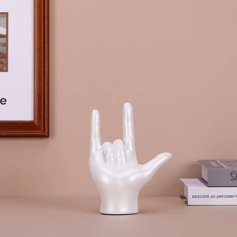 I Love You Gesture Statue White Hand Sculpture For Home Decor And Office Modern Art Centerpiece For Living Room Wedding Table Decor