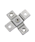 Stainless steel damping torque hinge with four mounting tabs and center screw, 1 pc