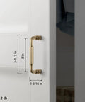 Champagne Bronze Cabinet Pulls 3 Inch Hole Centers Fluted Drawer Handles Brushed Zinc Hardware on white door