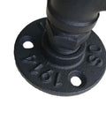 Close-up of black metal mounting base for Barn Sliding Door Rope Handle In Black, Vintage Wrought Iron Style Pull, Antique Look, 280mm Length