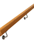 Premium Solid Wood Stair Handrail With Anti Slip Wall Mount Railing For Garage Steps Lofts And Basement Ramps Adjustable Cut To Size Grab Bar showcasing round wood profile with metal mounts