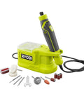 Essential Cordless Rotary Tool Battery With 18 Volt Lithium Ion Cell And 2 Amp Hours Capacity. Corded rotary tool and accessories for grinding and polishing.