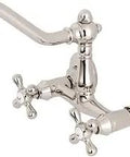 Vintage Vibe 6 Inch Center Wall Mount Kitchen Faucet In Polished Nickel With Adjustable Center Spacing From 3.5 To 8.5 Inches Drip Free