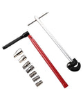 Heavy Duty Carbon Steel Faucet Wrench Set With Knuckle Savers Handles For No Sweat Sink Pulling And Stubborn Fixture Jobs Built Tough, showing wrenches and sockets.