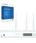 Next Gen Firewall With Xstream Protection And One Year License For Bulletproof Network Defense with three antennas and packaging.