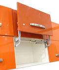 Smooth Pneumatic Lift For Overhead Cabinets With Vertical Swing Action Stay Strut Mechanism in orange cabinet