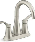 Simplice Centerset Bathroom Sink Faucet With Two Levers For 3-Hole Install Clicker Drain 1.2 GPM Flow Vibrant Brushed Nickel Finish