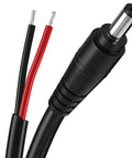 Premium 16AWG DC Power Pigtail Cable With 2.1mm By 5.5mm Barrel Plug Male To Bare Wire Open End Power Lead For CCTV Security Cameras 12V 24V 36V Compatible 3 Foot Black close-up view