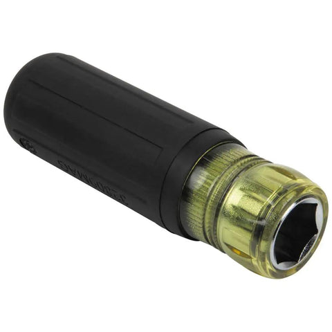 9-In-1 Magnetic Pass-Through Hex Nut Driver With SAE Sizes 3/16 To 3/4 Inch, Pro Grade Nut Driver Tool, close-up view, black handle