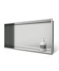 Stainless Steel Shower Niche Recessed Bathroom Storage No Tiling Required 24x12 Inch Brushed Finish Waterproof with Bottle