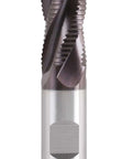 Roughing end mill with TiAlN coating, M42 8% cobalt, 3/4 in dia and shank, 1-5/8 in flute length, side view.