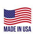 Made in USA flag graphic with red and white stripes and blue stars, symbolizing national pride and quality.