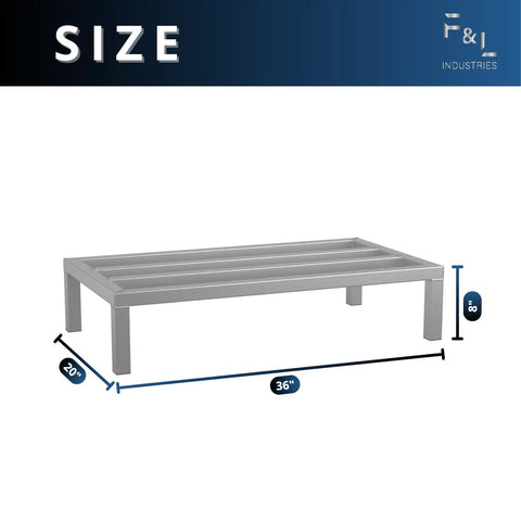 Heavy Duty Aluminum Dunnage Rack With 1850 Lb Capacity All Welded Aluminum Storage Platform For Industrial Warehouses Restaurants And Backrooms Elevates Items Off The Floor Rust Resistant Built To Last 36 Inch By 20 Inch By 8 Inch, size view