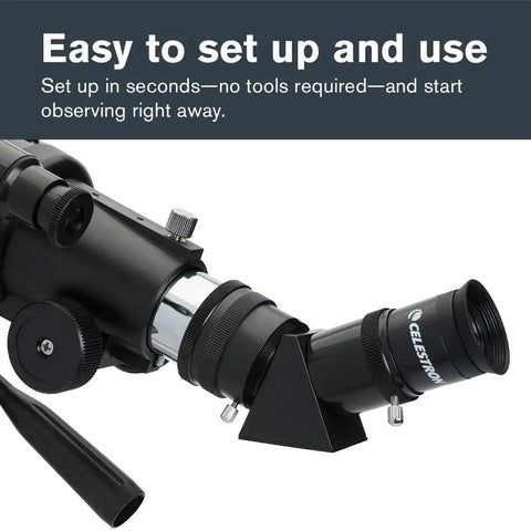 80mm Travel Scope Telescope Kit With Backpack And Smartphone Adapter For Beginners, Crisp Views Of The Moon And Planets, Lightweight Refractor With Fully Coated Glass Lenses, Travel Ready Gear For Daytime Skies And Easy Astronomy. Telescope tube and eyepiece close-up, easy setup