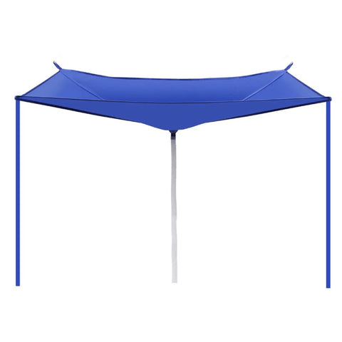 No Tools Needed Rainwater Harvesting System With Hose For Easy Install And One Person Setup, reusable blue cloth tarp with downspout fitting.