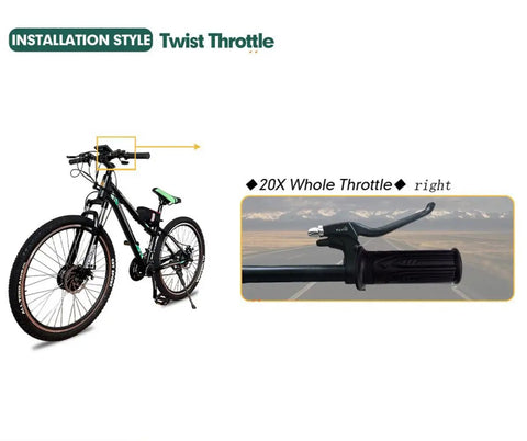 Twist Throttle Grip 22.2mm Waterproof Handlebar Speed Controller For Electric Bikes, Scooters, And Motorcycles, 12V To 72V Compatible, Durable Weatherproof Connector, Easy Install, Wide Voltage Range