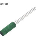 20 Pcs Rubber Polishing Bits Set For Rotary Tools, 6mm Mounted Cylindrical Head With 3mm Shank, 120 Grit, Green