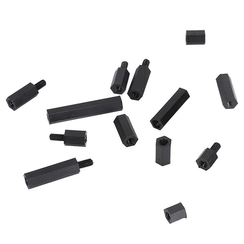 Non Conductive Nylon Hex Spacer Standoff Kit M3 Threaded Pillars Nuts 250 Piece Assortment For DIY UAV Drone RC Model Building And Industrial Projects Durable Lightweight Insulation For Makers, black nylon hex spacers