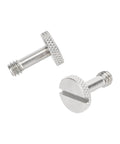 1/4-20 Long Slotted Knurled Captive Mounting Screw Set, Stainless Steel, 0.65 Inch From Head, Flat Head, 2-Pack, side view