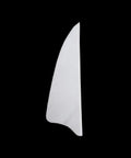 Close-up of a white shield-cut right wing feather from 3 Inch Real Feather Fletching Arrows With Shield Cut Right Wing For DIY Archery Hunting And Target Shooting Shafts White Color Pack Of 36 For Target Practice And Accuracy.