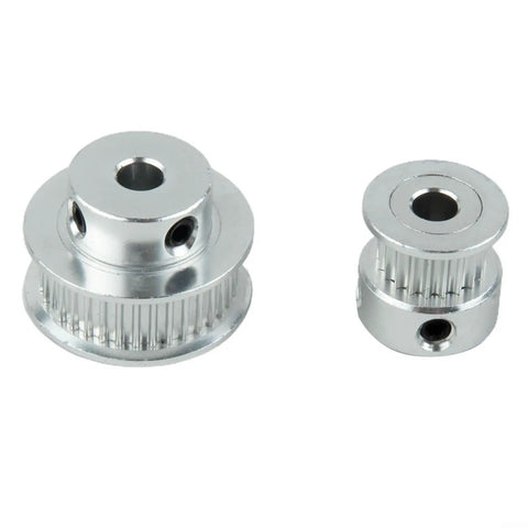 Smooth Aluminum Timing Pulley Kit With 20T And 36T Gears For Mills And CNC Builds. Includes Synced Belts, Hex Wrench Keys And High Grade 5MM Bore Housings For Zero Slip Drive Operations That Run Super Cool. 5mm bore aluminum timing pulleys