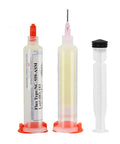 No Clean Flux Gel Paste for Soldering with Needle Dispensing Tool 559 ASM No Clean Solder Flux Tin Paste shown with two syringes and needle
