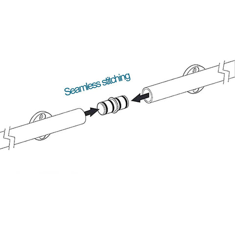 Pro Grade Sliding Door Hardware Kit With Stainless Steel Round Tube Rail System Seamless Joint Illustration