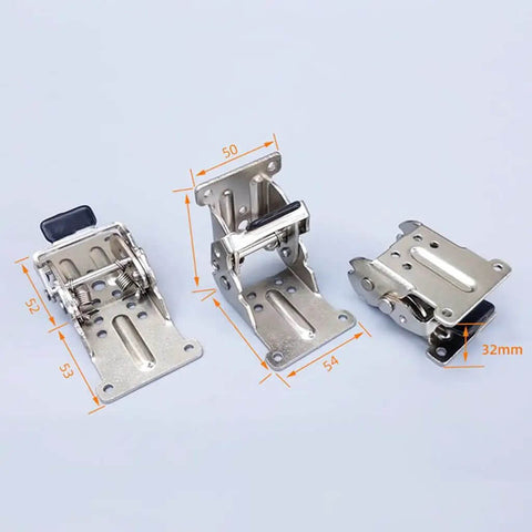 Self Locking Folding Hinges For Tables And Cabinets Silver Super Tough Heavy Duty, showing hinge measurement details.