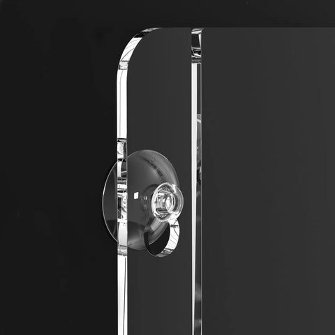 Close view of Clear Acrylic Window Sign Holder With Super Easy Suction Cups 8.5 By 11 Inch Wall Mount Sign Frame on black background