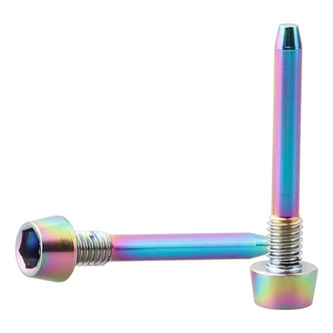 Upgrade Your Ride With These Gold 4 Pcs Alloy Disk Brake Pad Pins For Shimano Mt Series Bikes. M4x26mm alloy brake pad pins, rainbow finish, for Shimano MT disc calipers